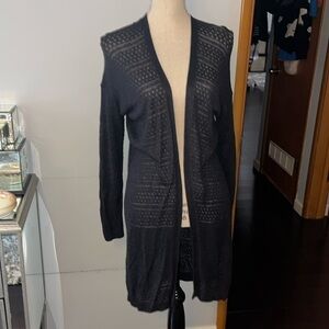 Uniqlo Extra Long Black Linen Cardigan Medium